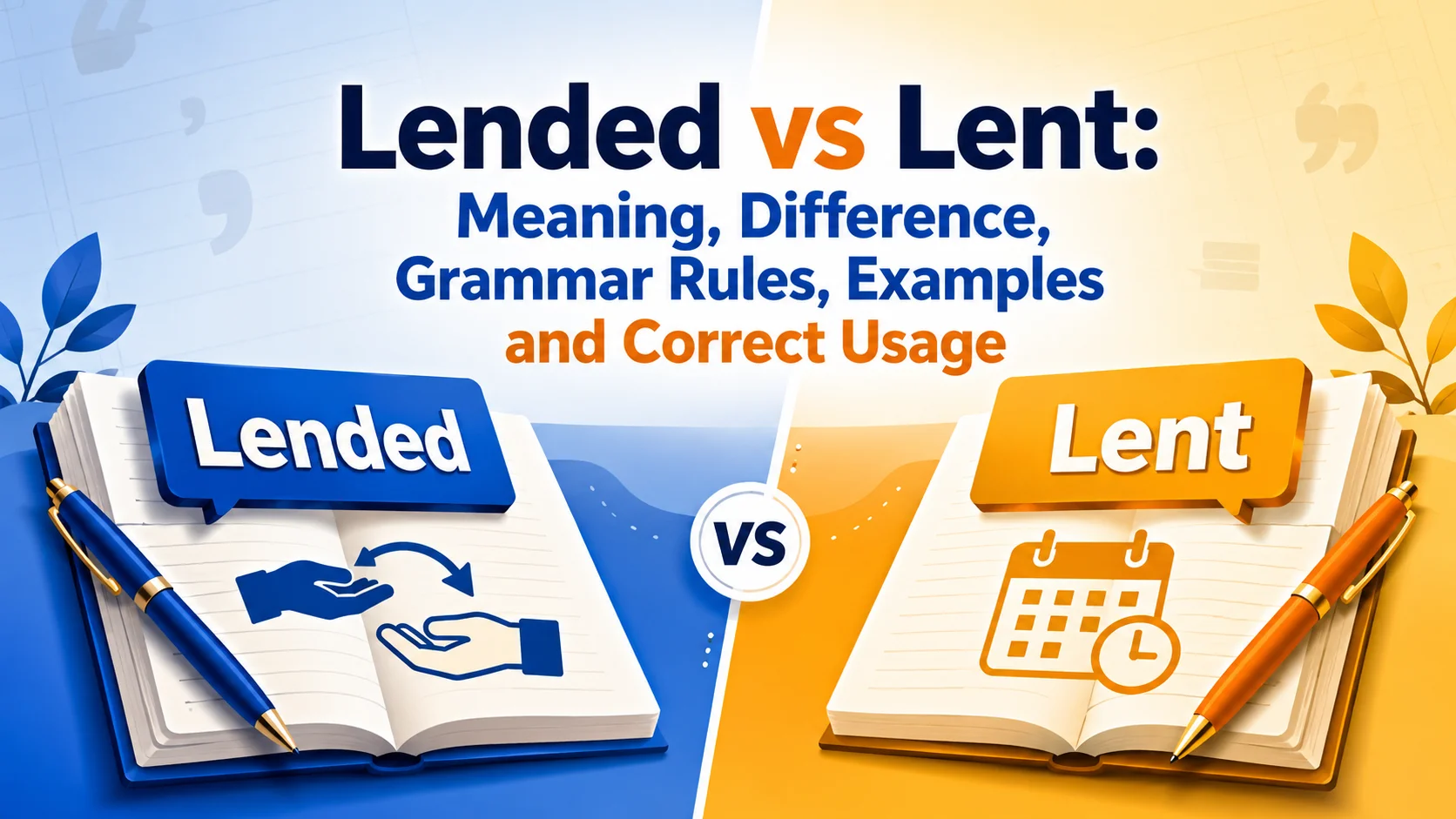 Lended vs Lent: Meaning, Difference, Grammar Rules, Examples, and Correct Usage